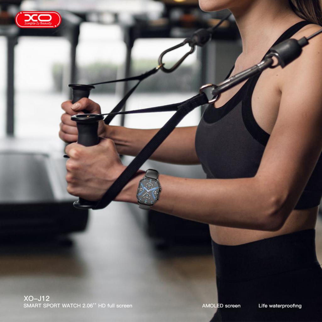XO J12 okosóra – AMOLED kijelzős, sportfunkciós, hívásfogadásra alkalmas (Fekete) 3