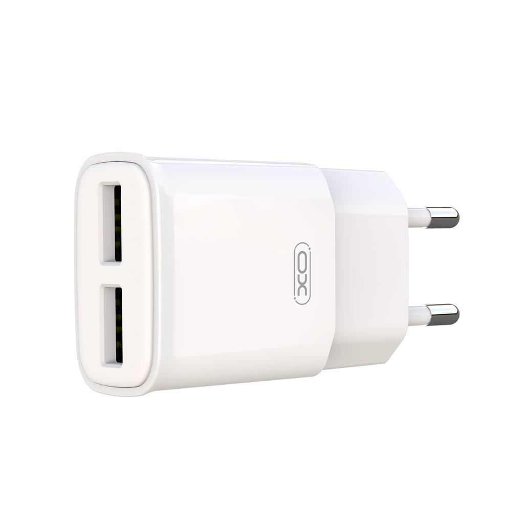 XO L92C 2.4A töltő (Fehér) – dupla USB csatlakozó, Type-C kábellel