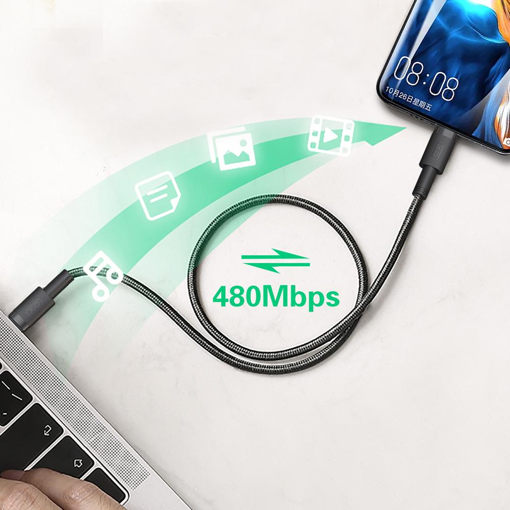 XO NB-Q199 Type-C-Type-C adatkábel (Fekete) - 100W, 1.5M