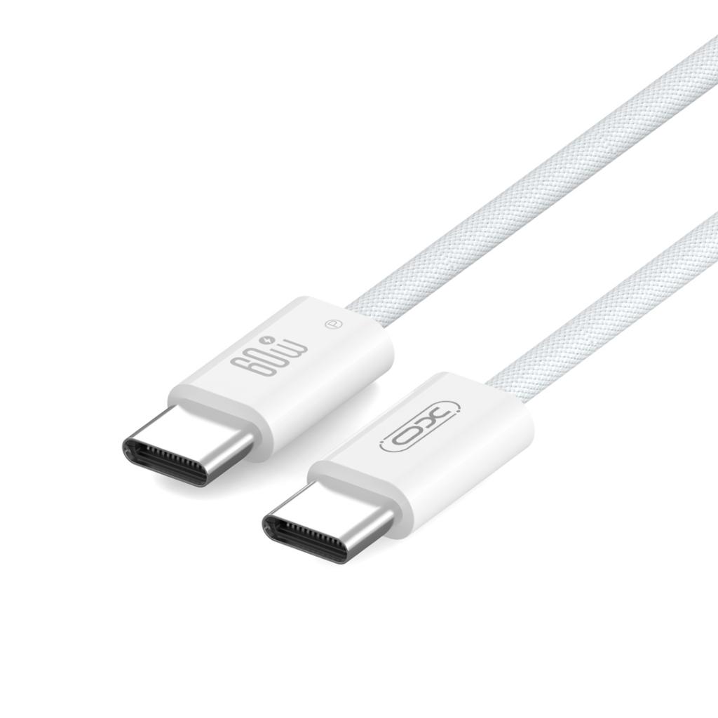 XO NB-Q273 USB-C–USB-C adatkábel (Fehér) – 60W, fonott kivitel