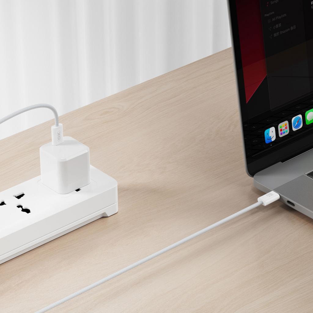 XO NB-Q273 USB-C–USB-C adatkábel (Fehér) – 60W, fonott kivitel
