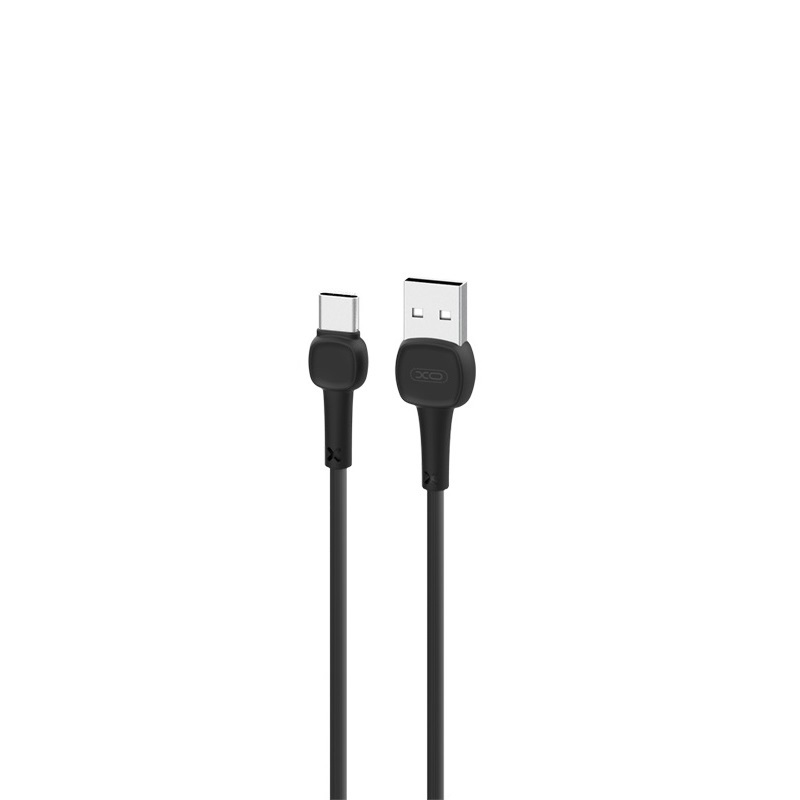 XO NB132 USB-C adatkábel Macaron (Fekete) – merevített vég