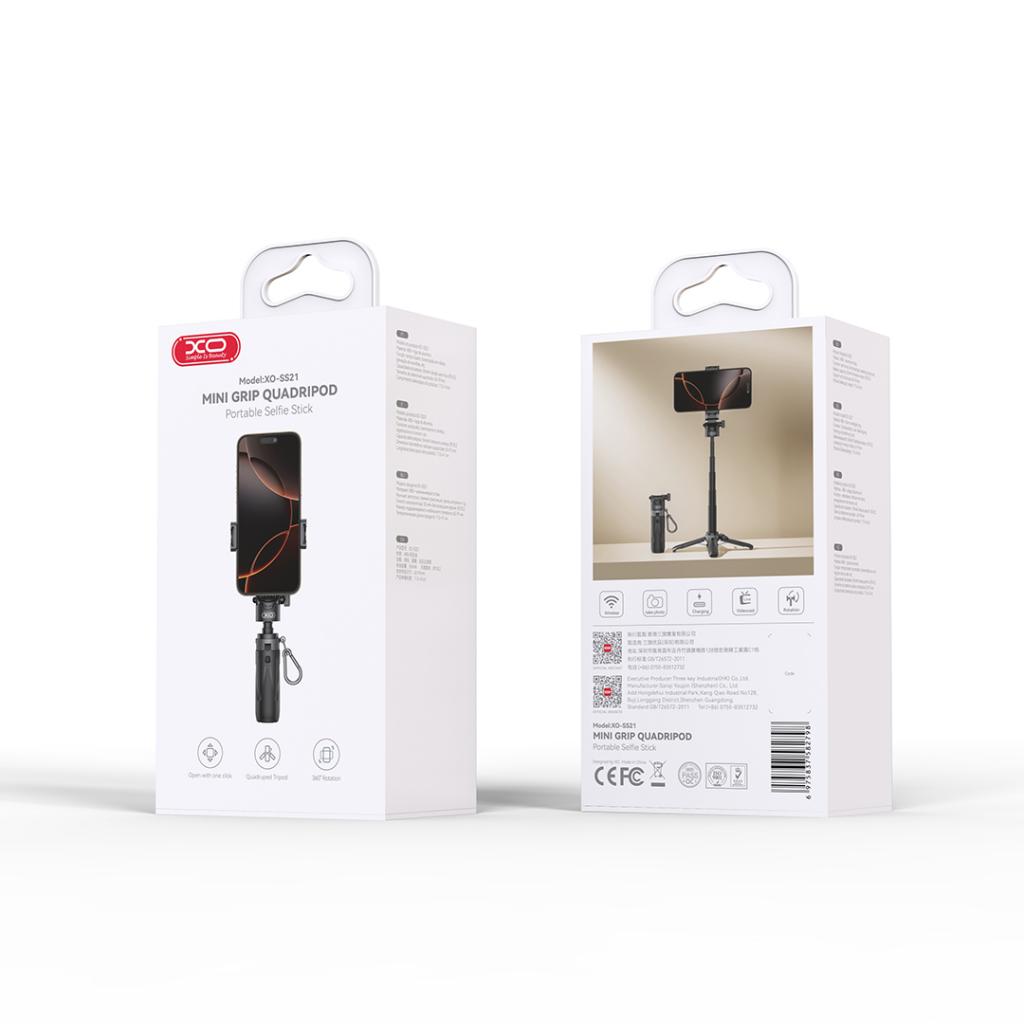XO SS12 Bluetooth szelfibot állvánnyal és LED fénnyel, GoPro-kompatibilis, 95 cm (Fekete) 4