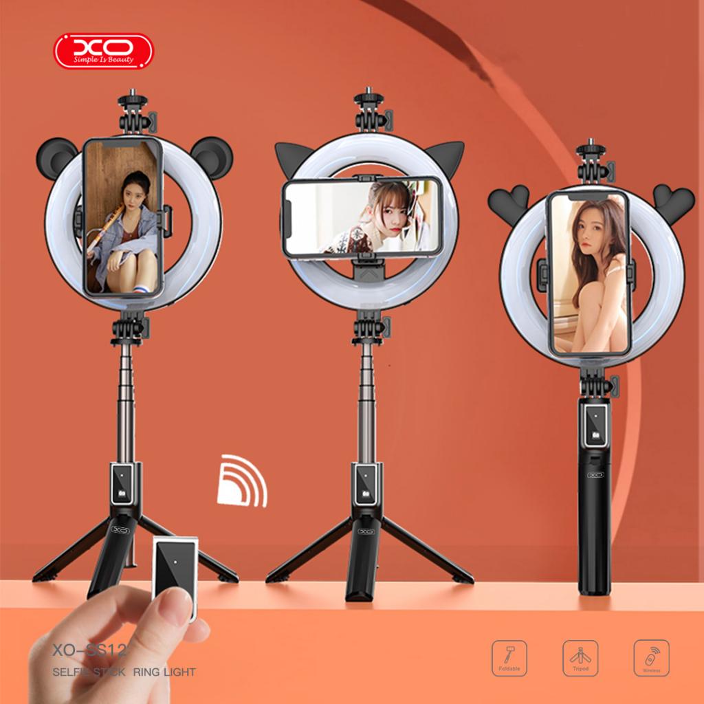 XO SS12 Bluetooth szelfibot (Fekete) – beépített fény, tripod funkció, 95 cm, GoPro és más eszközökkel kompatibilis 1