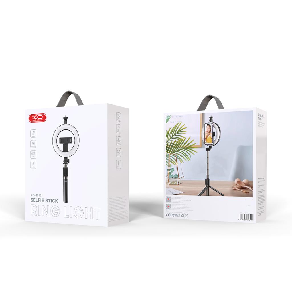 XO SS12 Bluetooth szelfibot (Fekete) – beépített fény, tripod funkció, 95 cm, GoPro és más eszközökkel kompatibilis 4