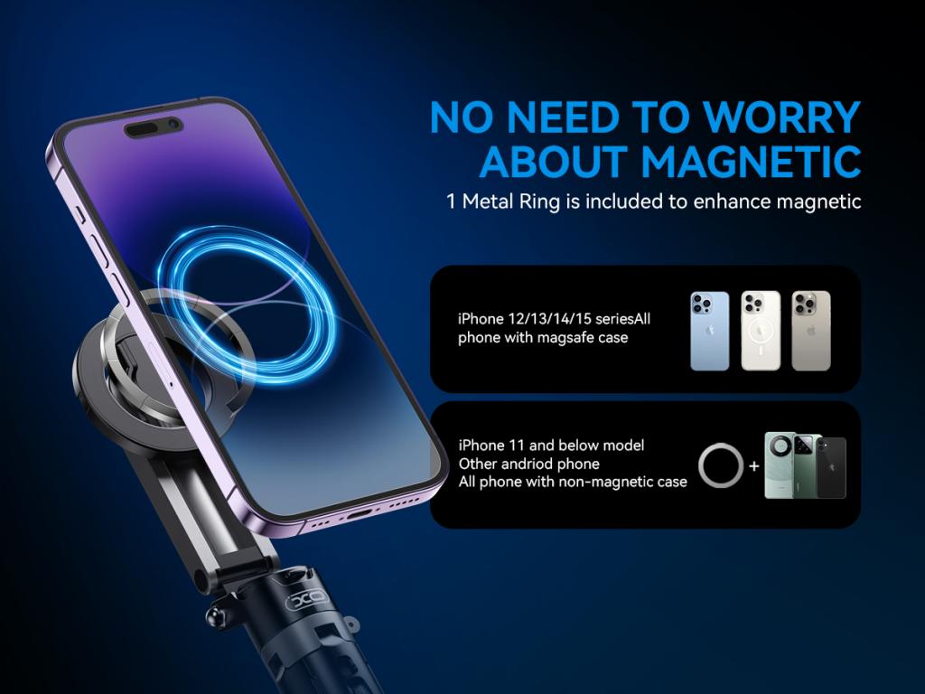 XO SS22 mini Bluetooth szelfibot (Fekete) – 4 az 1-ben funkció, mágneses kivitel, fotósegéd 5