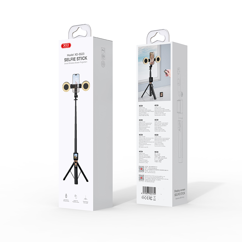 XO SS23 Smart kijelzőtükrözős Bluetooth szelfibot (Fekete)