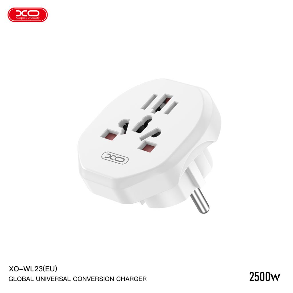 XO WL23 univerzális aljzat adapter (Fehér) – EU szabványból több nemzetközi csatlakozóra