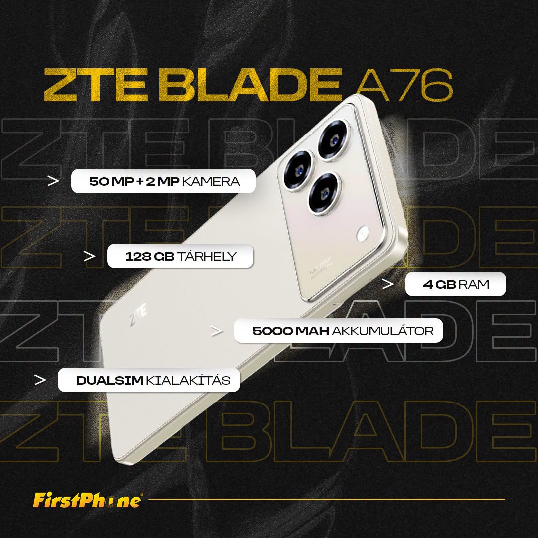 📸 Több tárhely, hosszabb üzemidő, jobb élmény – ez a ZTE Blade A76! 💙