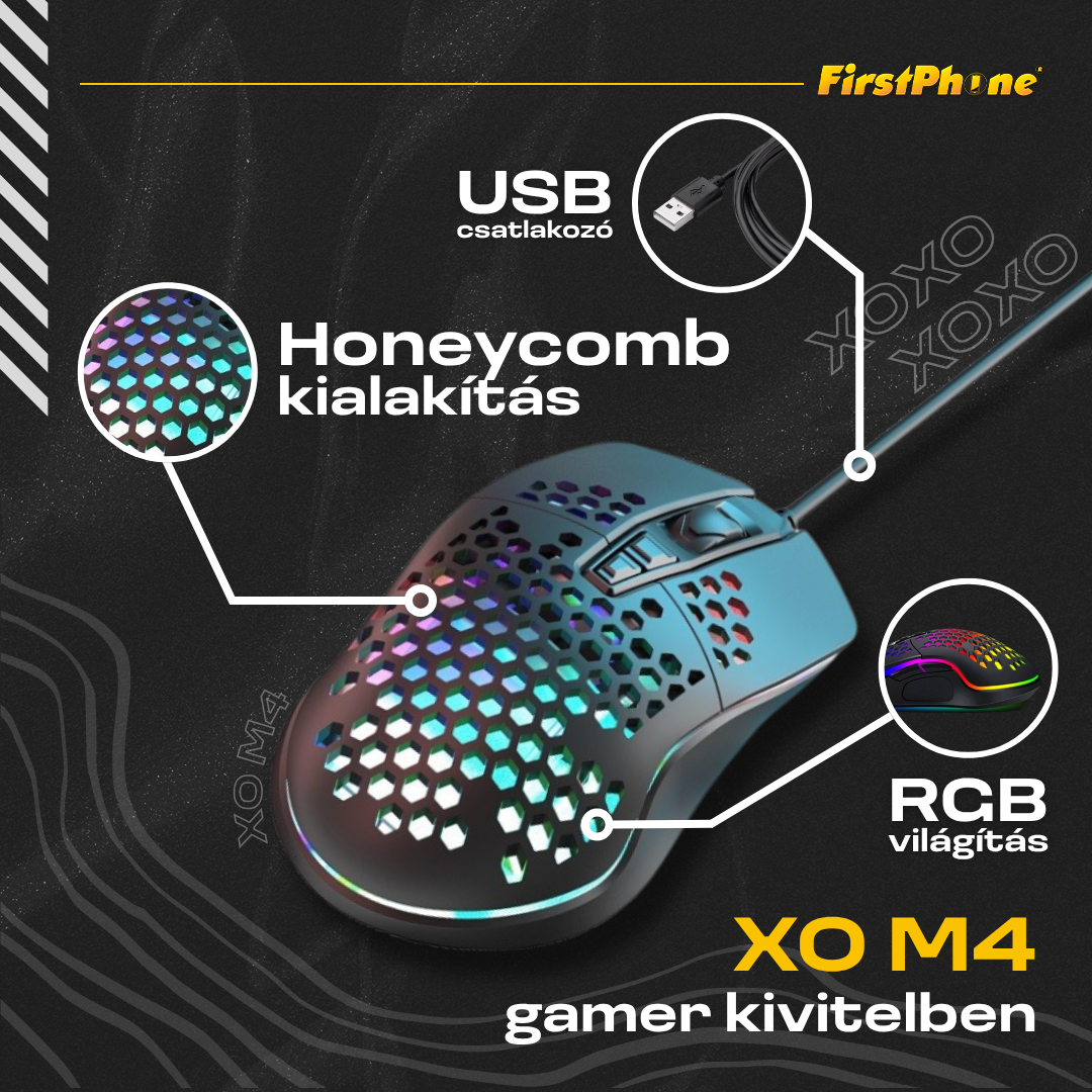 Dobd fel a setupod az XO M4 fekete gamer egérrel!