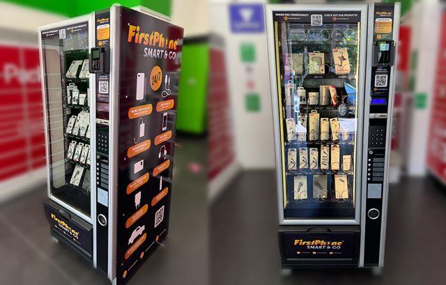 FirstPhone Smart & Go tartozékautomata Újpest központ gyalogos aluljáró. Vendo Box