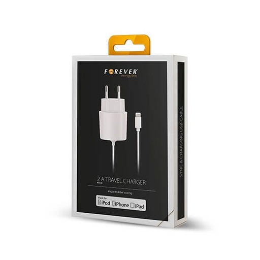 hálózati töltő (lightning kábel), 2A, fehér