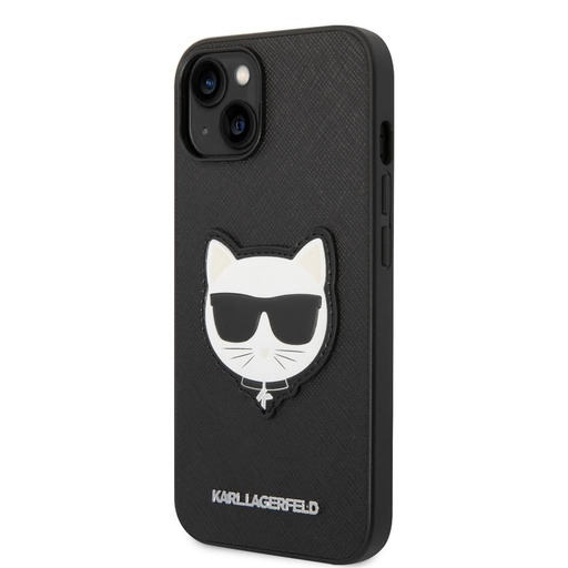 Apple iPhone 14 Plus Karl Lagerfeld PU Saffiano Choupette Head tok (Fekete) – KLHCP14MSAPCHK