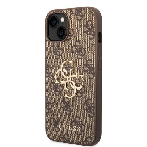 Apple iPhone 14 Guess PU 4G Metal Logo tok (Barna) - GUHCP14S4GMGBR