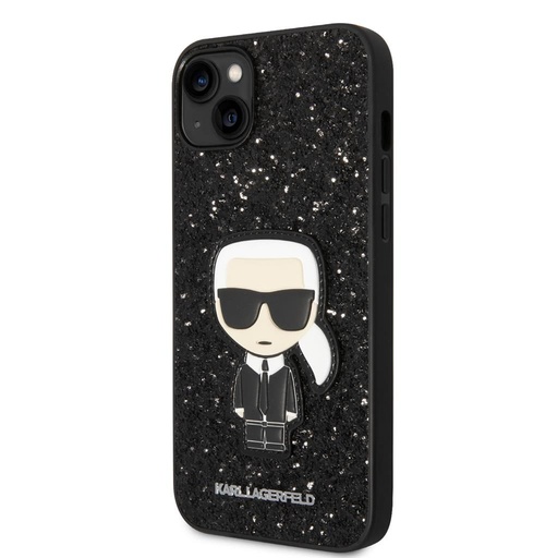 Apple iPhone 14 Plus Karl Lagerfeld Glitter Flakes Ikonik tok (Fekete) – KLHCP14MGFKPK