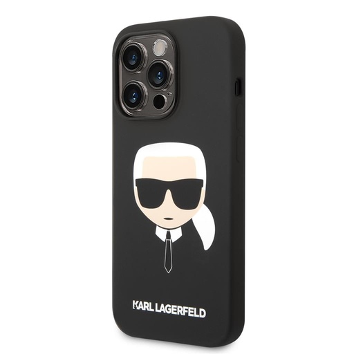 Apple iPhone 14 Pro Max Karl Lagerfeld Liquid Silicone Karl Head tok (Fekete) – KLHCP14XSLKHBK