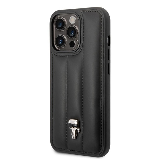 Apple iPhone 14 Pro Karl Lagerfeld Quilted Puffy Ikonik Logo tok (Fekete) – KLHCP14LPSQPK