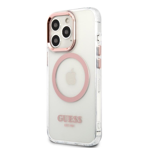 Apple iPhone 13 Pro Guess átlátszó MagSafe tok (Rózsaszín) – GUHMP13LHTRMP