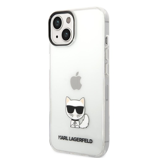 Apple iPhone 14 Plus (Átlátszó) Karl Lagerfeld Choupette Logo tok - KLHCP14MCTTR