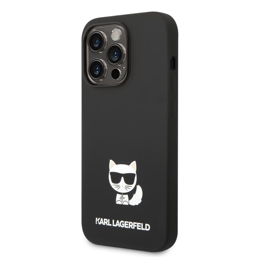 Apple iPhone 14 Pro Max Karl Lagerfeld Liquid Silicone Choupette tok (Fekete) – KLHCP14XSLCTBK