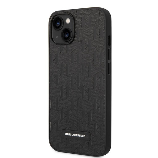 Apple iPhone 14 Karl Lagerfeld Saffiano Monogram tok (Fekete) – KLHCP14SSAKLHPK