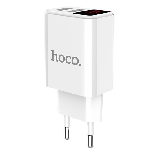 Hoco C63A hálózati töltő (2 USB port), 5V 2,1A, LED állapotjelző, fehér