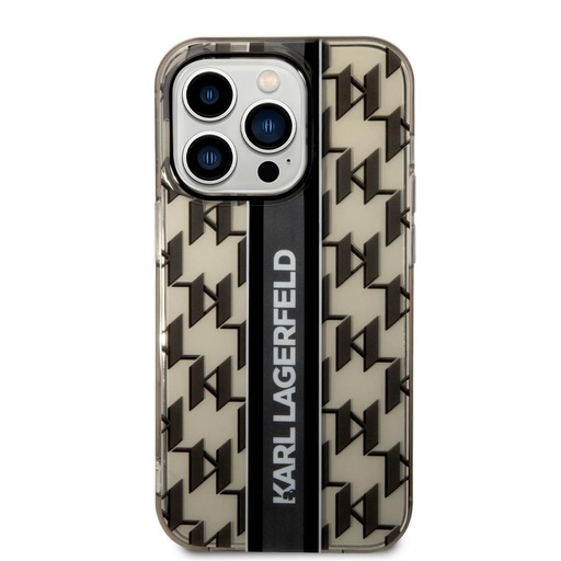 Apple iPhone 14 Pro Max Karl Lagerfeld Monogram Vertical Stripe tok (Fekete) – KLHCP14XHKLSPCK