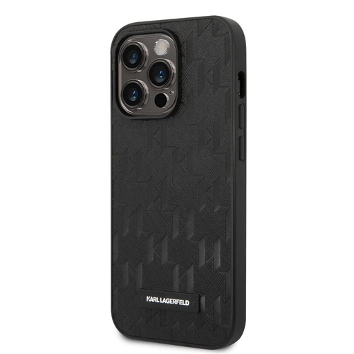 Apple iPhone 14 Pro Karl Lagerfeld Saffiano Monogram tok (Fekete) – KLHCP14LSAKLHPK