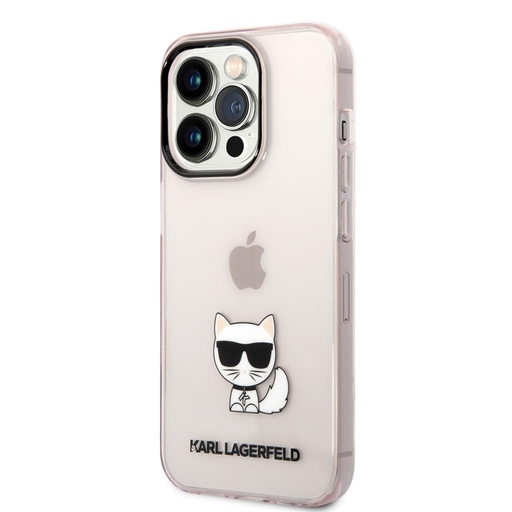 Apple iPhone 14 Pro Max (Rózsaszín) Karl Lagerfeld Choupette Logo tok - KLHCP14XCTTRI