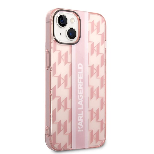 Apple iPhone 14 Plus Karl Lagerfeld Monogram Vertical Stripe tok (Rózsaszín) – KLHCP14MHKLSPCP