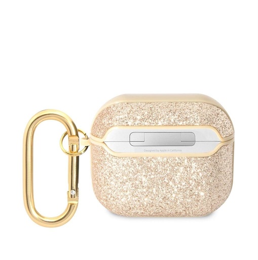 AirPods 3 Guess Glitter Flakes Metal Logo tok (Arany) - GUA3HGGSHD