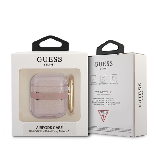 AirPods 1/2 Guess TPU Printed Stripe tok (Rózsaszín) – GUA2HHTSP