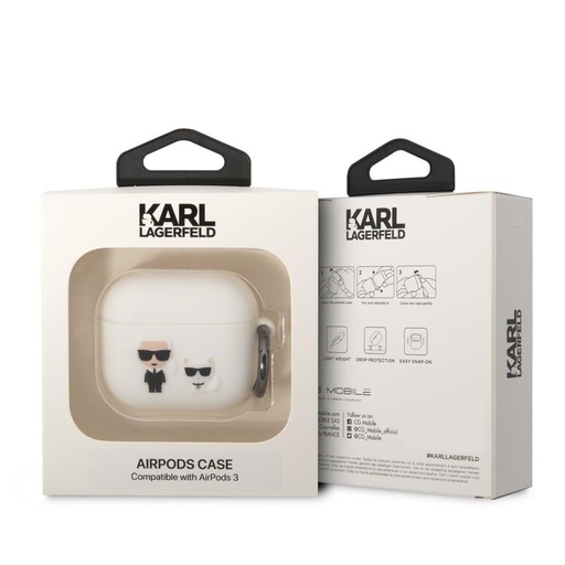 AirPods 3 Karl Lagerfeld & Choupette tok (Fehér) – KLACA3SILKCW