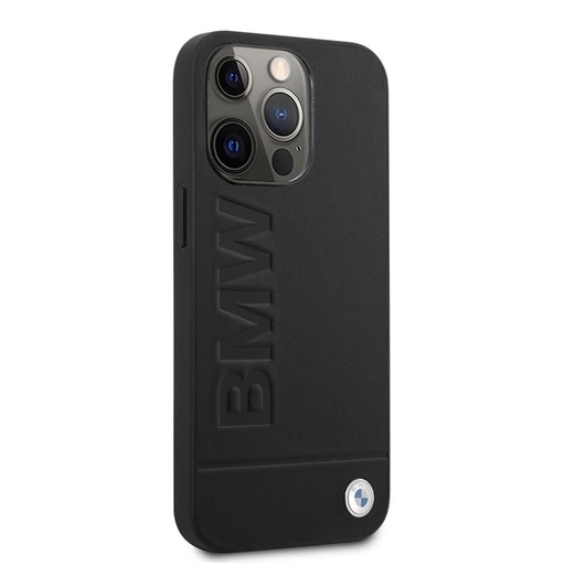 Apple iPhone 14 Pro BMW Leather Hot Stamp tok (Fekete) - BMHCP14LSLLBK