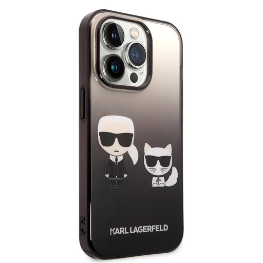 Apple iPhone 14 Pro Karl Lagerfeld Gradient Karl and Choupette tok (Fekete) – KLHCP14LTGKCK