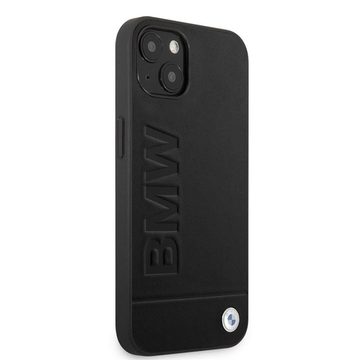 Apple iPhone 14 BMW Leather Hot Stamp tok (Fekete) - BMHCP14SSLLBK