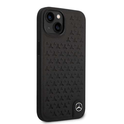 Apple iPhone 14 Mercedes bőr hátlap tok (Fekete)