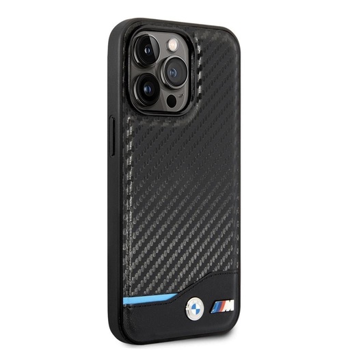 Apple iPhone 14 Pro BMW M PU Carbon tok – Blue Line (Fekete) - BMHCP14L22NBCK