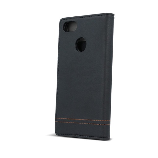 Apple iPhone 7/ 8/ SE 2020/ SE 2022 smart focus mágneses notesz tok, fekete - barna fonallal