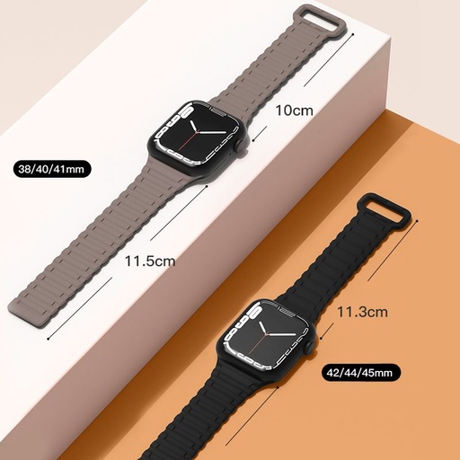 Apple Watch 42 / 44 / 45 / 49 mm Hoco WA06 flexibilis mágneses szilikon szíj fekete