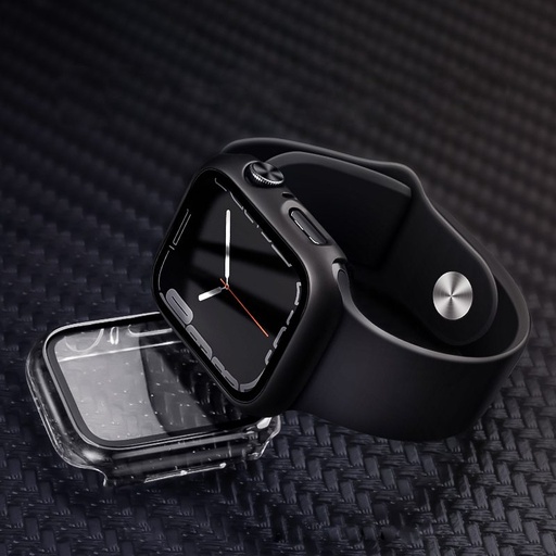 Apple Watch 7/Watch 8 41mm Hoco WS3 Shadow tok beépített üvegfóliával (Fekete)