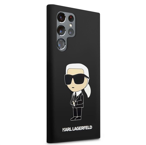 Samsung Galaxy S23 Ultra Karl Lagerfeld Liquid Silicone Ikonik NFT tok (Fekete) – KLHCS23LSNIKBCK