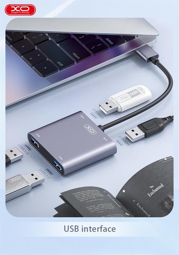 XO HUB012B 4 az 1-ben USB dokkolóállomás (Tranish) – HDMI + USB portok