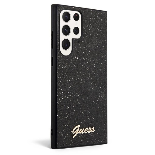 Samsung Galaxy S23 Ultra Guess Glitter Flakes Metal Logo tok (Fekete) - GUHCS23LHGGSHK