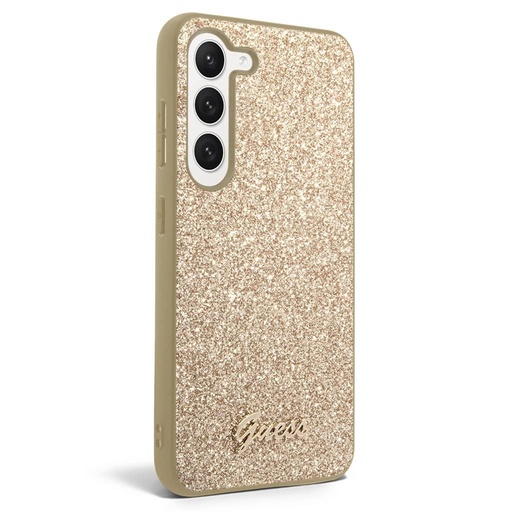 Samsung Galaxy S23 Guess Glitter Flakes Metal Logo tok (Arany) - GUHCS23SHGGSHD