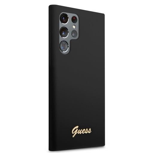 Samsung Galaxy S23 Ultra Guess Liquid Silicone Metal Logo tok (Fekete) - GUHCS23LSLSMK