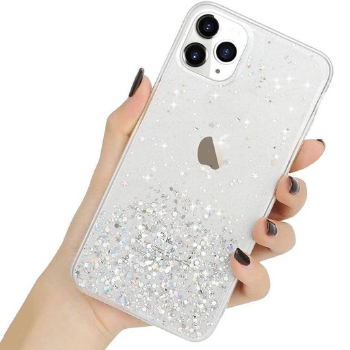 Apple iPhone 14 Pro glue glitter hátlap tok (Átlátszó)