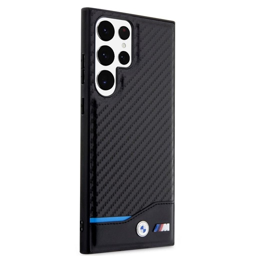 Samsung Galaxy S23 Ultra BMW M PU Carbon tok – Blue Line (Fekete) - BMHCS23L22NBCK