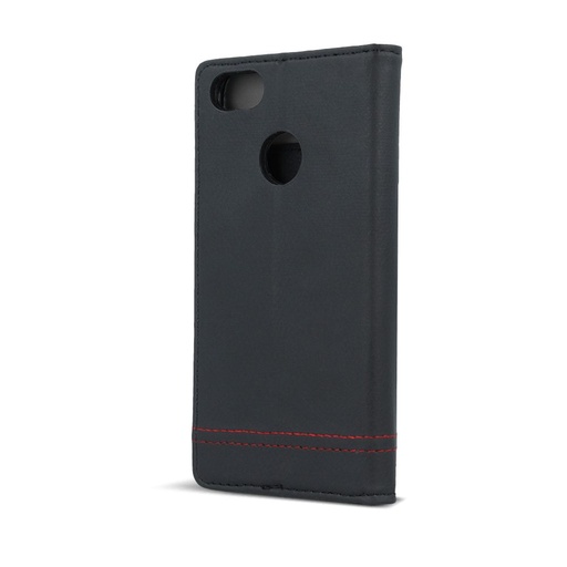 Huawei P10 Lite smart focus mágneses notesz tok, fekete - piros fonallal