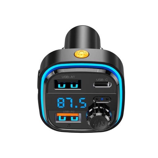 XO BCC08 FM transmitter, bluetooth, USB-C port, 3.1A, pendrive bement fekete